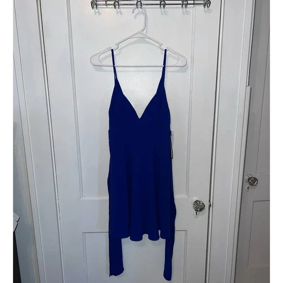 strapless open back dress Metallic Plunge Front Skater Dress – AX Paris main image 0